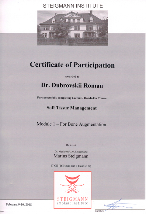 Сертификат Дубровского Р.В. за прохождение курса